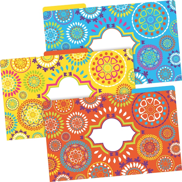 Moroccan Designer Legal-Size File Folders, Multi-Design Set, 9/Package